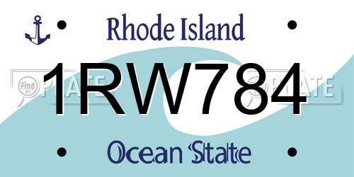 1RW784 Rhode Island License Plate