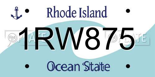 1RW875 Rhode Island License Plate