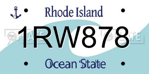 1RW878 Rhode Island License Plate