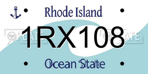 1RX108 Rhode Island License Plate
