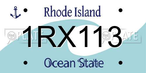 1RX113 Rhode Island License Plate