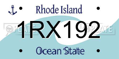1RX192 Rhode Island License Plate