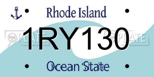 1RY130 Rhode Island License Plate