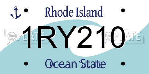 1RY210 Rhode Island License Plate