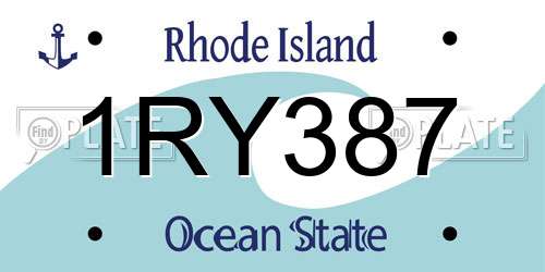 1RY387 Rhode Island License Plate