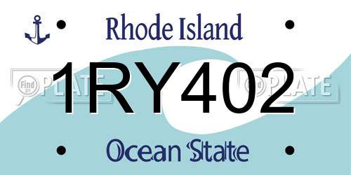 1RY402 Rhode Island License Plate