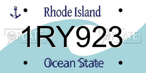 1RY923 Rhode Island License Plate