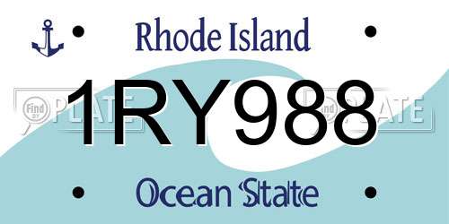 1RY988 Rhode Island License Plate