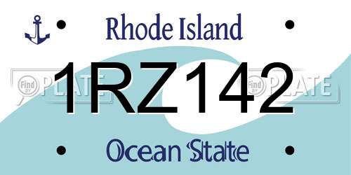 1RZ142 Rhode Island License Plate