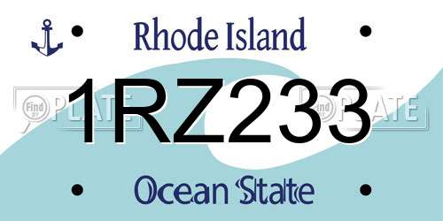 1RZ233 Rhode Island License Plate