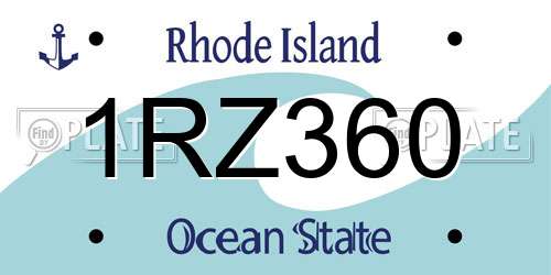 1RZ360 Rhode Island License Plate