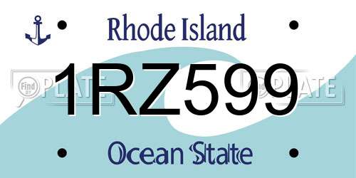 1RZ599 Rhode Island License Plate