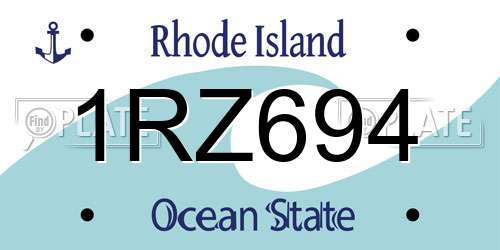 1RZ694 Rhode Island License Plate