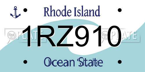 1RZ910 Rhode Island License Plate