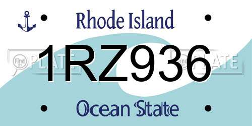 1RZ936 Rhode Island License Plate