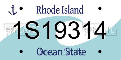 1S19314 Rhode Island License Plate
