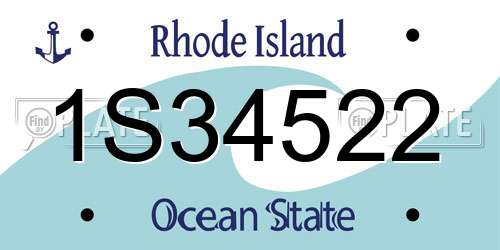 1S34522 Rhode Island License Plate