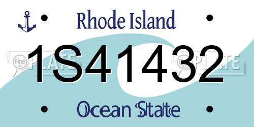 1S41432 Rhode Island License Plate