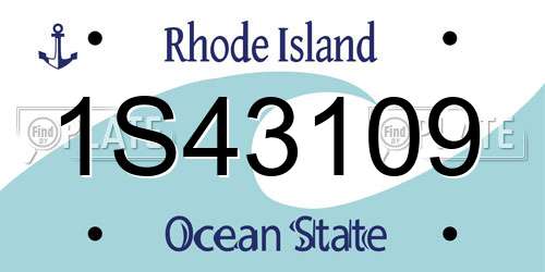 1S43109 Rhode Island License Plate