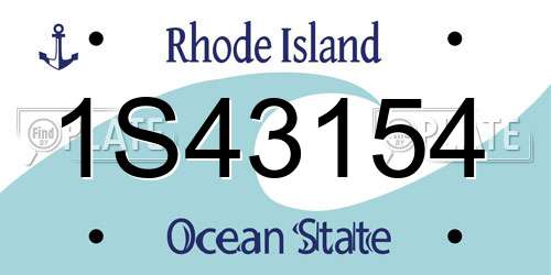 1S43154 Rhode Island License Plate