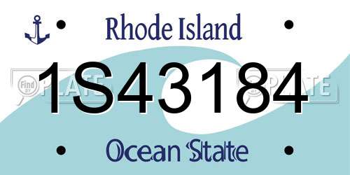 1S43184 Rhode Island License Plate