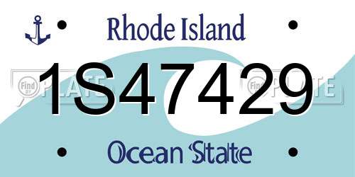 1S47429 Rhode Island License Plate