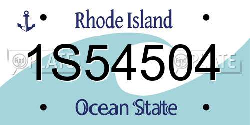 1S54504 Rhode Island License Plate