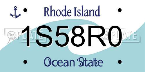 1S58R0 Rhode Island License Plate