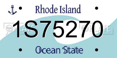 1S75270 Rhode Island License Plate