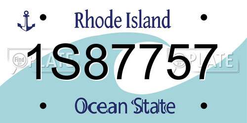 1S87757 Rhode Island License Plate