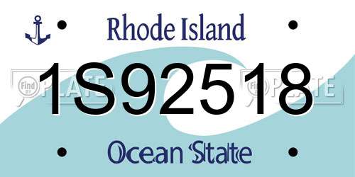 1S92518 Rhode Island License Plate