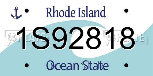 1S92818 Rhode Island License Plate