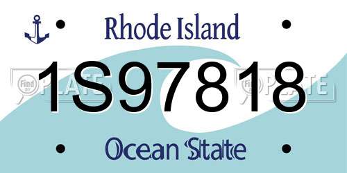 1S97818 Rhode Island License Plate