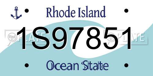 1S97851 Rhode Island License Plate