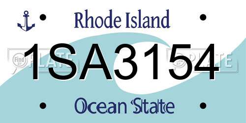 1SA3154 Rhode Island License Plate