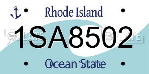 1SA8502 Rhode Island License Plate