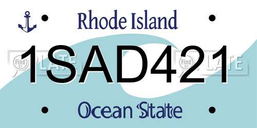 1SAD421 Rhode Island License Plate