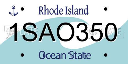 1SAO350 Rhode Island License Plate