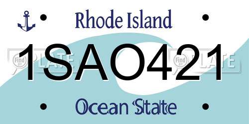 1SAO421 Rhode Island License Plate
