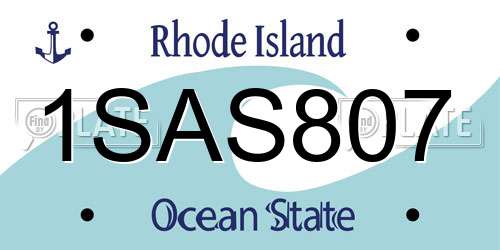1SAS807 Rhode Island License Plate