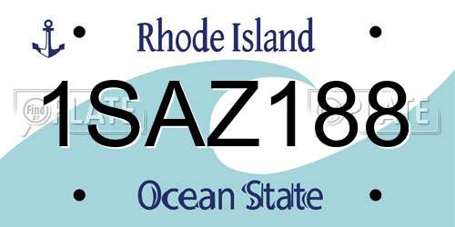 1SAZ188 Rhode Island License Plate