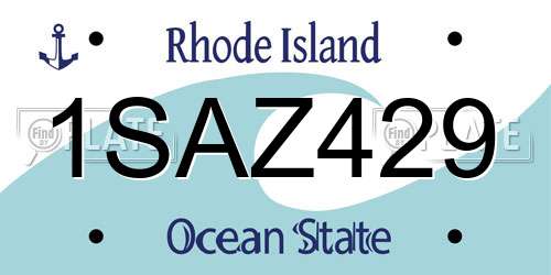 1SAZ429 Rhode Island License Plate