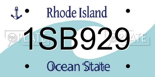 1SB929 Rhode Island License Plate