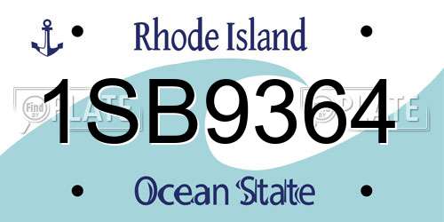 1SB9364 Rhode Island License Plate