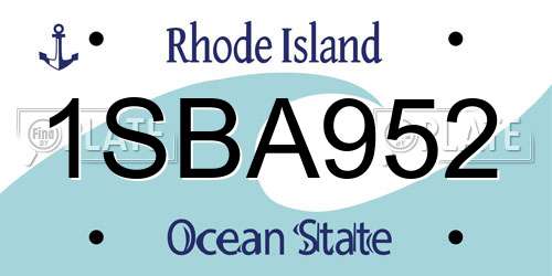 1SBA952 Rhode Island License Plate
