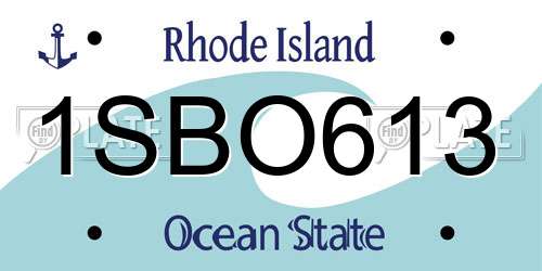 1SBO613 Rhode Island License Plate