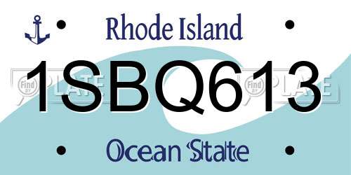 1SBQ613 Rhode Island License Plate