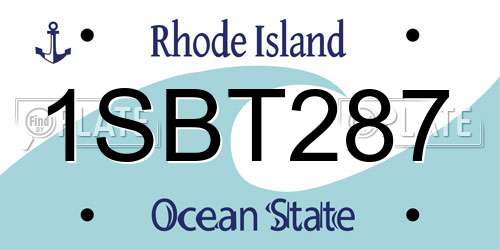 1SBT287 Rhode Island License Plate