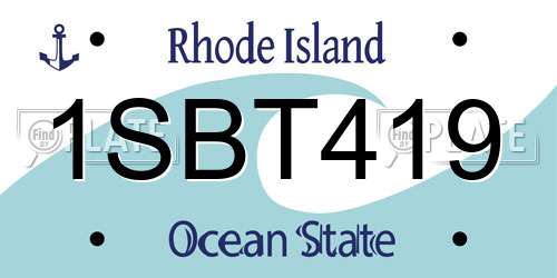 1SBT419 Rhode Island License Plate