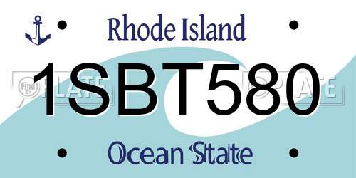 1SBT580 Rhode Island License Plate